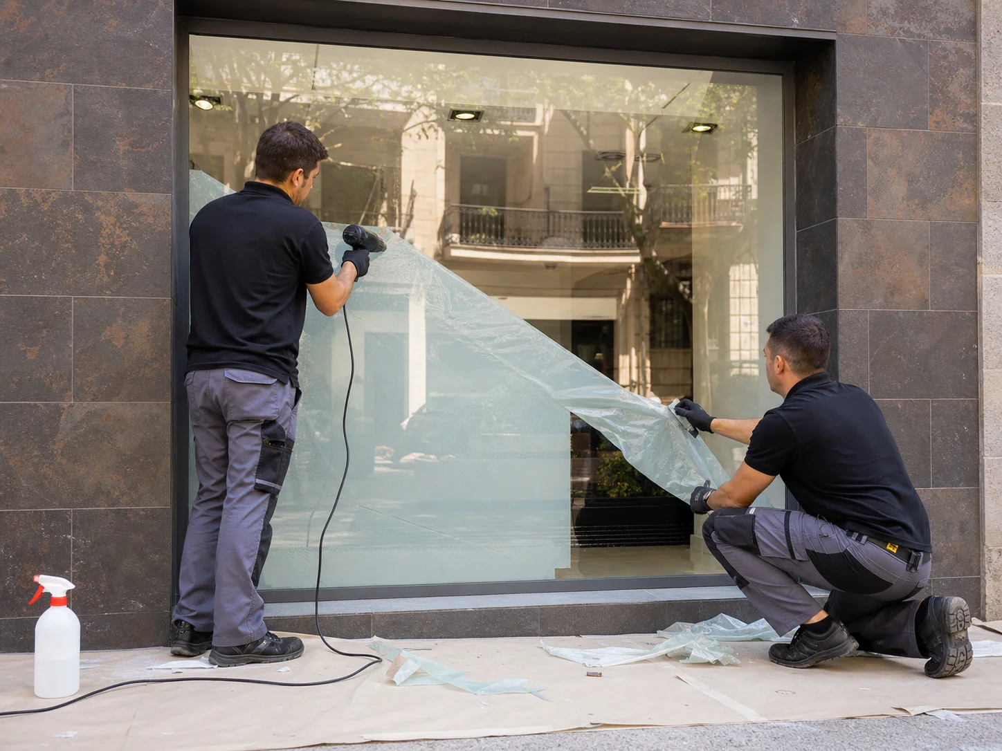 Acabado de vinilo aplicado sobre cristal en Alicante